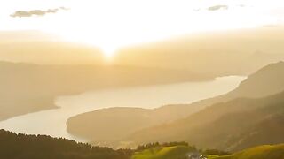 A fast-paced video of the sunset and the arrival of night, a wonderful scene