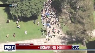 Pro-Palestine protesters add red dye to UCLA fountain amid tension in Gaza