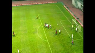 An amazing goal for Barcelona from a powerful shot in the air