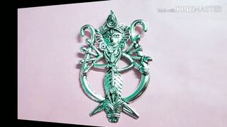 How to make german silver Durga pendent necklace with kori।। Cotton beads necklace।।.
