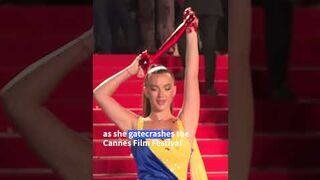 Protester pours fake blood on herself at Cannes Film Festival