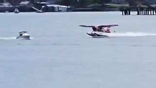 Floatplane crashes into boat during takeoff