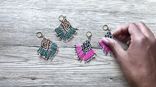 DIY Brick Stitch Earrings with Fringe Beading Tutorial.