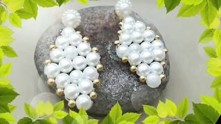 How To Make Pearl Dangle Earrings__Making Of Pearl Earrings At Home..!.