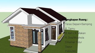 Animasi desain rumah minimalis sederhana 6x12m dengan 3 kamar tidur