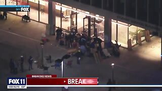 ProPalestine encampment forms at Cal State LA Campus spray painted