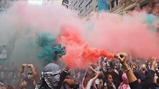 Pro-Palestinian Protesters Gather Outside NYC Nova Exhibit
