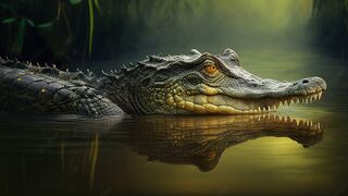 A crocodile attacks an adventurer in a horrific way