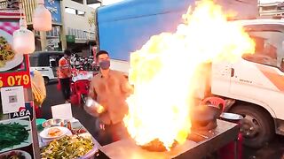 Amazing street wok master  Cambodian Street food