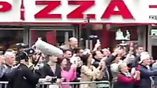 Lewis Hamilton driving F1 car on Fifth Avenue for the Empire State Building ????️❤️
