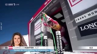 HORROR Crash of Cornelia Hütter (AUT)  Ski Weltcup Crans Montana (SUI)
