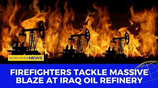 Firefighters Tackle Massive Blaze at Iraq Oil Refinery