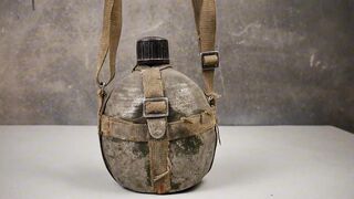 EXTREMELY Rusty Military Jugs Restoration, Replacement leather strap