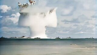 Color, enhanced footage of the Baker nuclear test, which exploded 27 meters underwater on July 25, 1946.