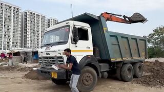 Robot transformer car damaged by real hitachi