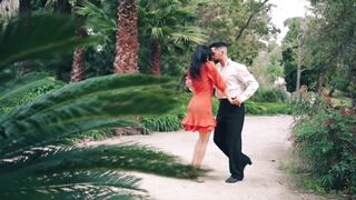 Tango dancing in the garden
