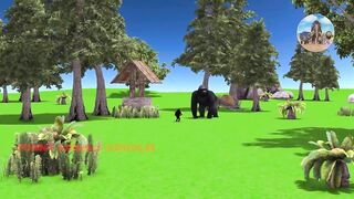 Giant Gorilla vs White Lion _ Cow Cartoon, Monkey vs Giant Lions Escape Story