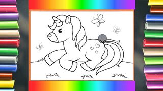 Drawing and coloring unicorn for children????//drawing andc coloring