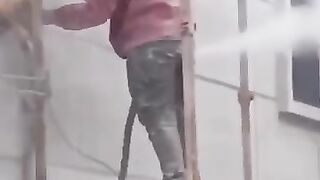 This project worker is having a moment at work