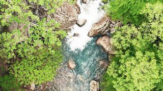 Drone Shot of Cascading Water in the River HD Stock Video - No Copyright