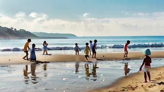 Children playing in the beach#