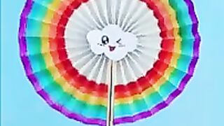 How to make Origami rainbow paper fan _ Easy craft _ DIY Paper crafts #Shorts