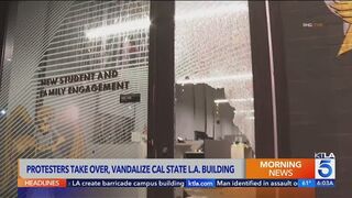 Pro-Palestinian protesters leave building tagged, damaged after Cal State L.A. takeover