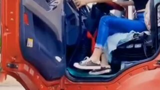 Beautiful truck driver girl