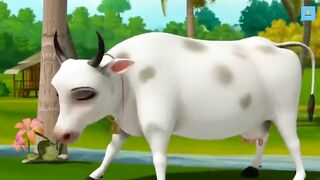 The crazy cow hit the woman