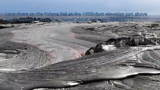 Rivers of molten lava high up Pulama Pali - Kilauea Volcano Hawaii @DIGITAL-NECTAR
