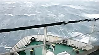 Bad Weather On The North Sea  Off The Coast Of Norway  Huge Waves During A Storm In February 2007