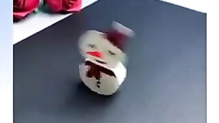 DIY Snowman Made of paper and plastic cover toy for kids