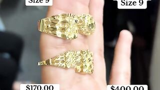 Men's Solid Gold Nugget Rings & Bracelet Full Set