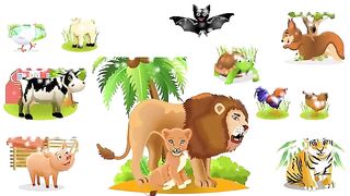 Farm Animals, Wild Animals Names and Sounds for kids