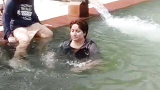 Light swimming in cool pool