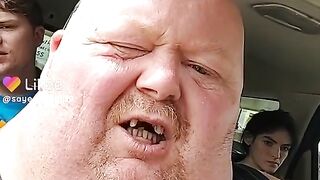 huge man with his family