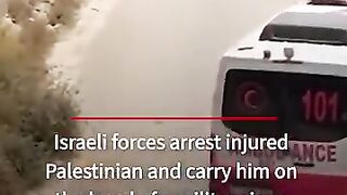 Israeli forces arrest injured Palestinian & carry him on military jeep