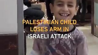 A Palestinian child recounts losing his arm while he was playing football with his friends.