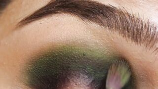 Green Orange Glitter Makeup Look