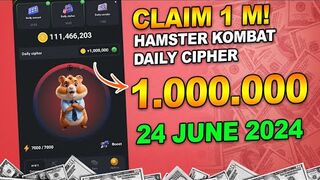 Hamster Kombat Daily Cipher Today 1M Coins 24 June 2024