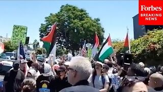 Pro-Palestinian & Pro-Israel Protesters Face Off Outside Los Angeles Synagogue