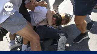 Pro-Palestinian protesters clash with counter-protesters outside Los Angeles synagogue