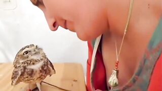 The owl smiles when it gets love. Nature is amazing