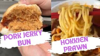 Food Pork Jerky Bun and Hokkien Prawn