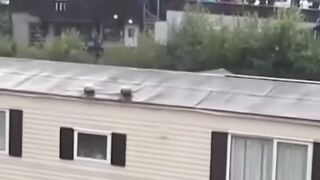 Mobile home crashes into bridge during floods in Norway _ AJ #shorts