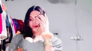 Girl Measuring the Size of its Blouse Very Satisfying Scene