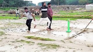 Funny cricket game in Field