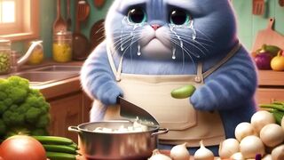 Blue cat prepare is food