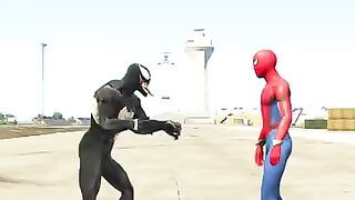 RANDOM BLACK VENOM SUPERHERO BATTLE : GTA V ????