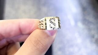 Small, Medium & Large Real Gold Unisex Initial Nugget Rings